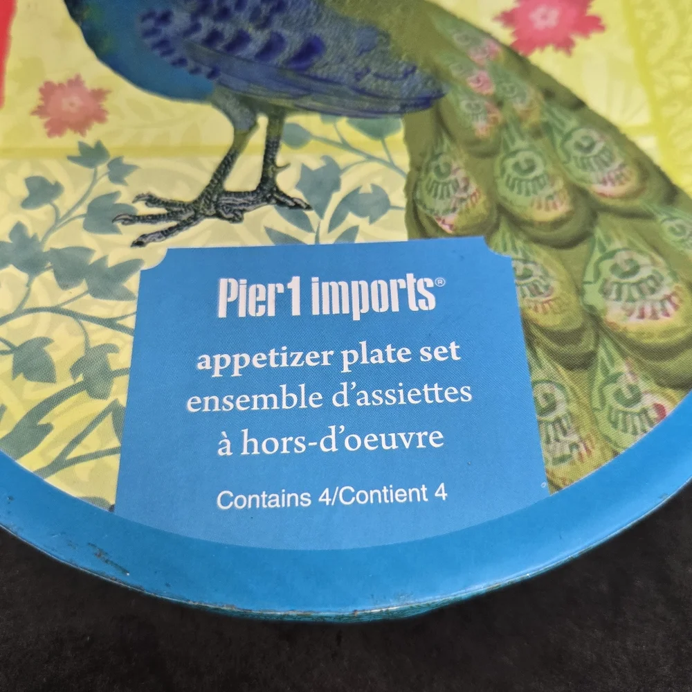 Pier 1 Imports Peacock Appetizer Plate Set